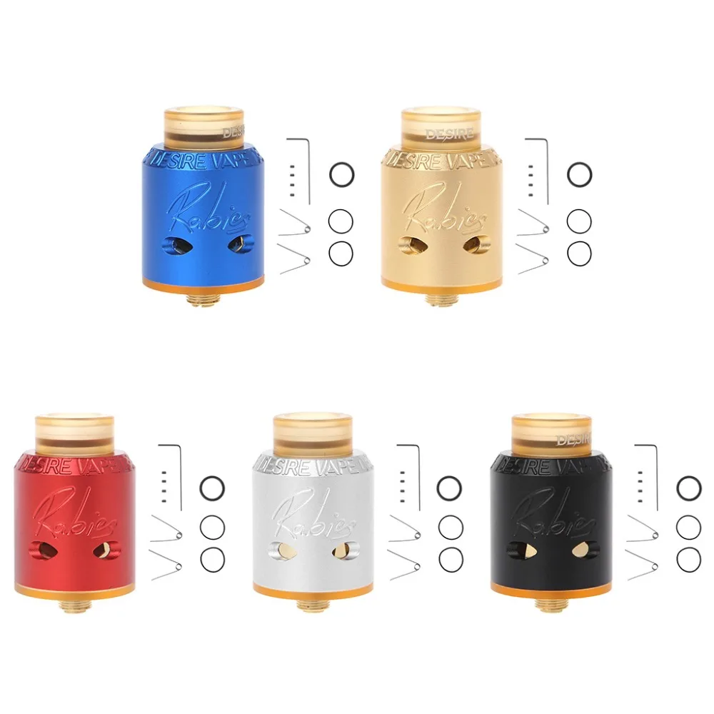 

Atomizer Tank For Desire Rabies RDA E-cig Rebuildable Dripper Atomizer Bottom Side Airflow Deck Vape Tank VS Mad Dog 510 Thread