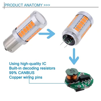 

4Pcs Signal Lights Amber 1156PY BAU15S PY21W LED 33SMD Car Tail Reverse Bulb Hot High Quality Accessory