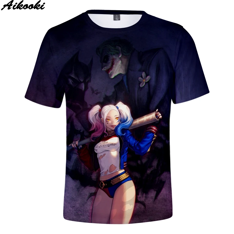 Лидер продаж, короткая футболка с 3D-принтом «Отряд Самоубийц», летняя дышащая модная футболка с короткими рукавами для мальчиков и девочек