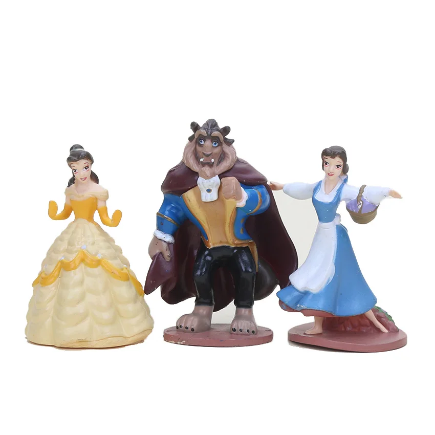 Buy 3pcs/set 10cm Beauty and The Beast action figure toys Princess Belle girls