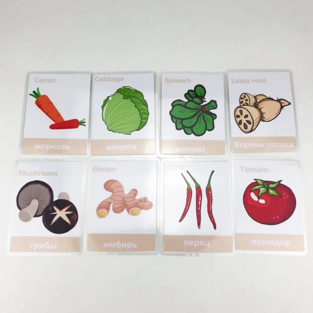 Cartões de Memória Flash para Crianças Sala de Aula Jogos de Memorie Frutas Legumes Aprendizagem Russa & Inglês Montessori Brinquedos Educativos 66 Pçs - Set 31 Home & Garden