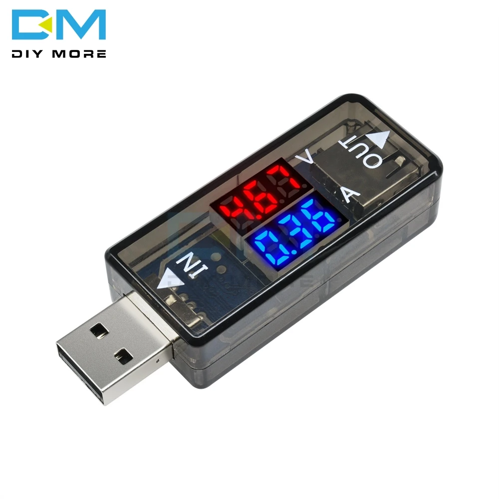 

Mini 5V USB Current Voltage Meter charger Tester Voltmeter Ammeter Detector Digital Red Blue Display 3.3-18V 3A For Phone Power