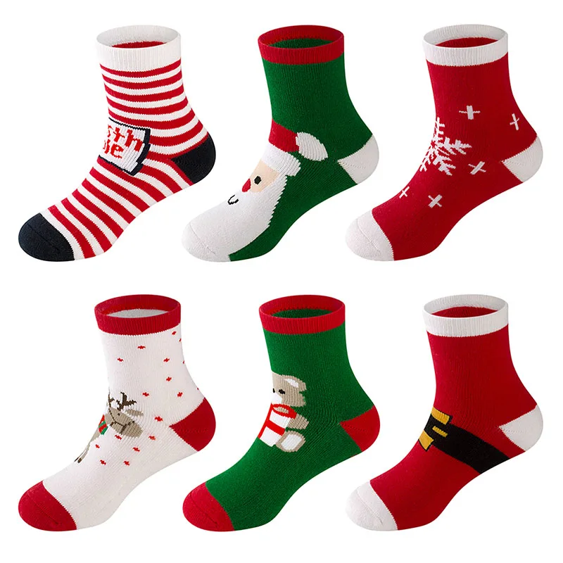 LifeWheel/6 пар, детские Нескользящие теплые зимние махровые носки для мальчиков и девочек 0-3 лет - Цвет: 6Pair Multicolor