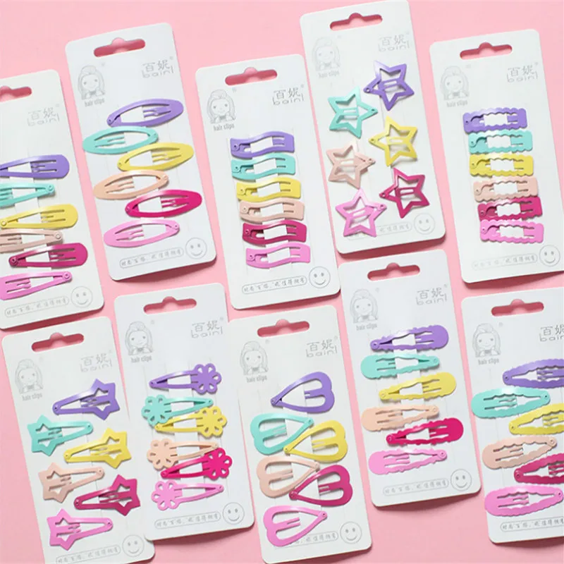 

6PCS Candy Color Hairpins Girly Pink Love Heart Star Baby Girls Headwear Women Hair Accessories Hair Clips For Gift