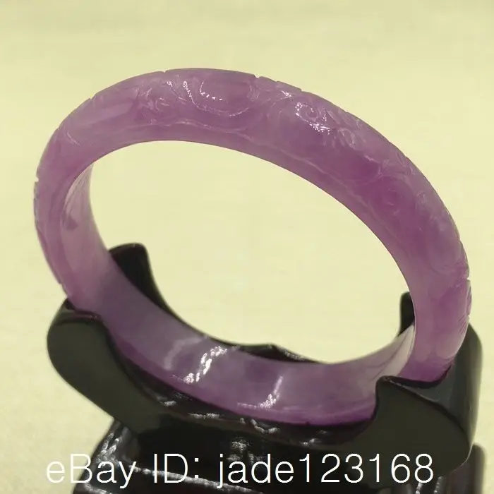 

A-2276 Chinese Hand-carved Lavende Purple Jadeite Jade Gems Bangle Bracelet 58mm 28% 10.13