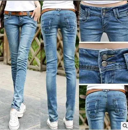 2017 Fashion Sexy pencil pants slim fit spring jeans woman Low waist skinny trousers lady Jeans plus size Jeans For Women Denim