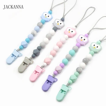 

DIY Silicone Pacifier Clips Owl Beads Baby Dummy Clip Newborn Attache Sucette Baby Gifts BPA Free Baby Pacifier Holder Chain