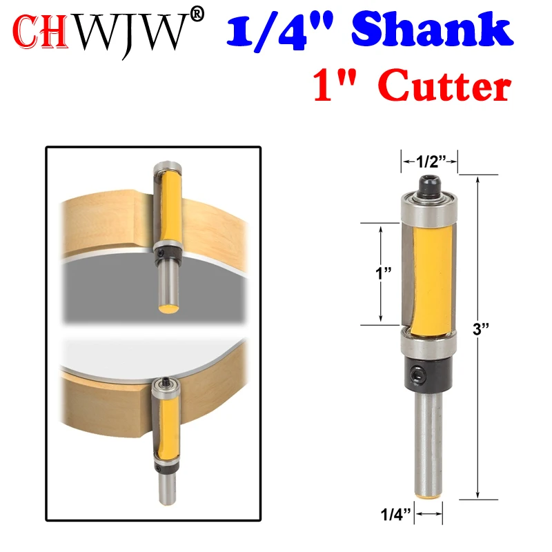 1 шт. 1/" хвостовик для промывания и подравнивания маршрутизатор бит Топ и нижний подшипник-1-1/2" H для фреза для деревообработки инструмента-CHWJW 14982