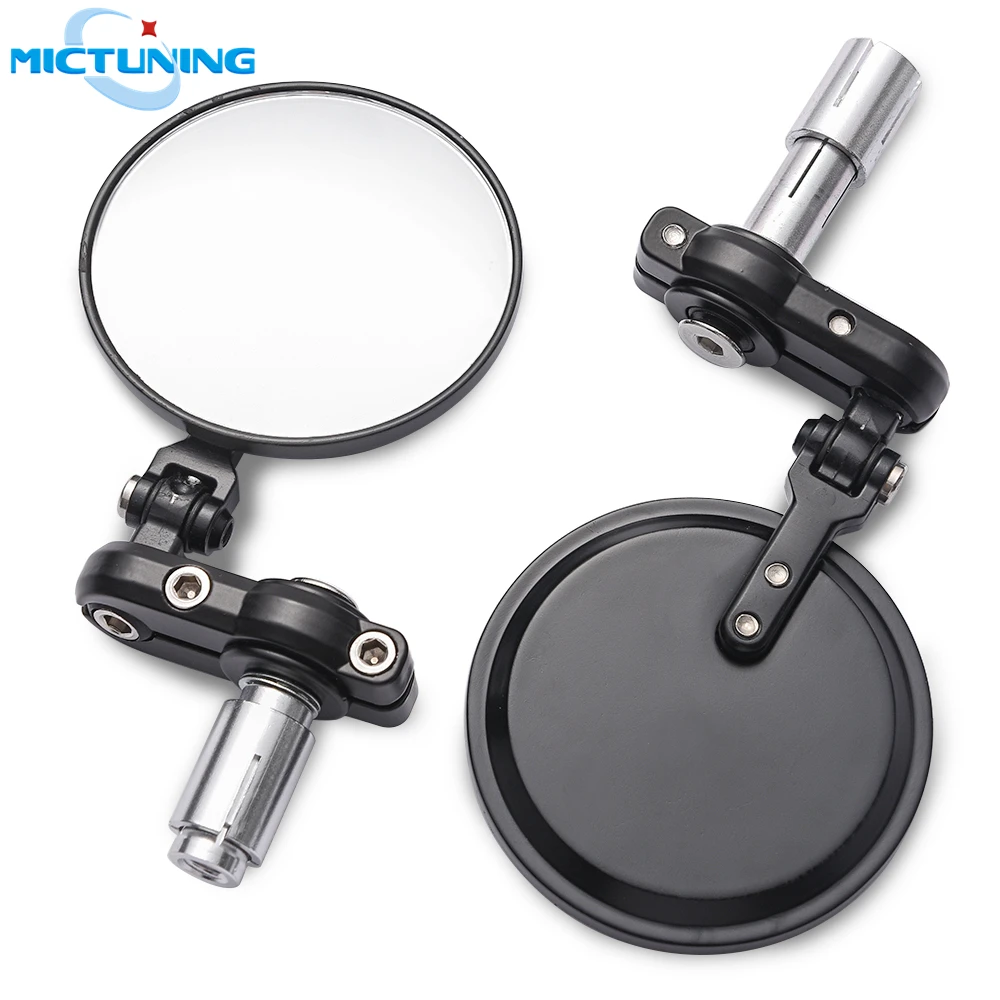 

MICTUNING 3'' Round Foldable Motorcycle Bike Back Side Rearview Mirrors Universal for 7/8" Handle Bar Motorbike Rear View Mirror
