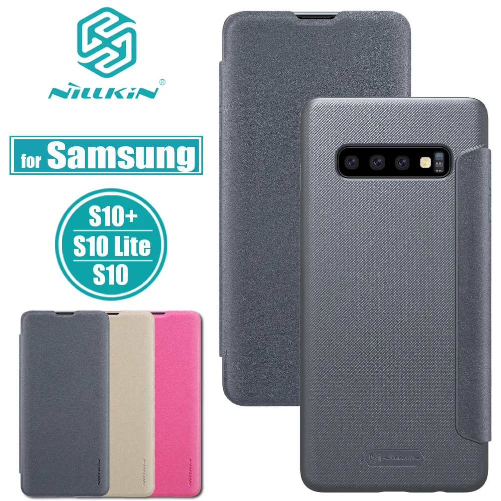 

for Samsung Galaxy S10 Plus Case Cover Nillkin Hard Plastic PU Flip Leather Phone Back Bag Cases for Samsung S10+ / S10e Capa