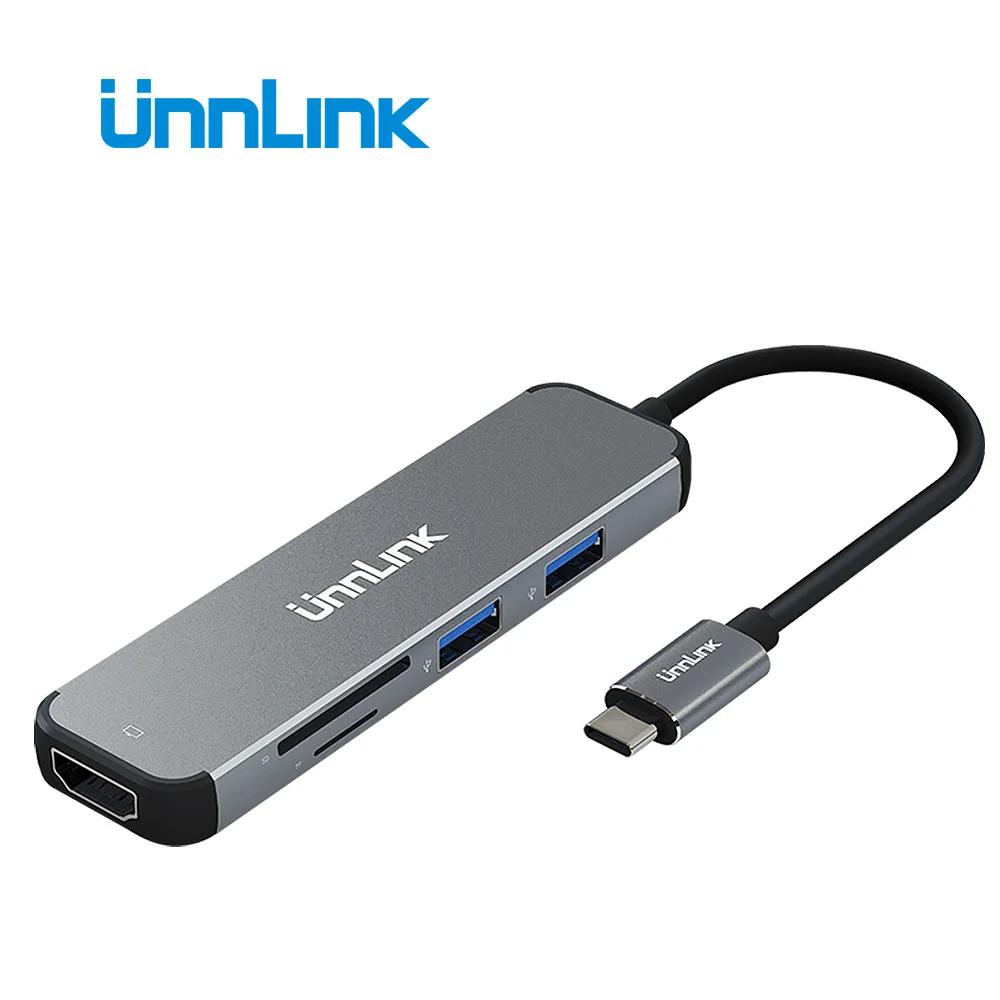 Unnlin USB C Dock Type C to HDMI USB 3 0 Micro SD Card Reader Thunderbolt