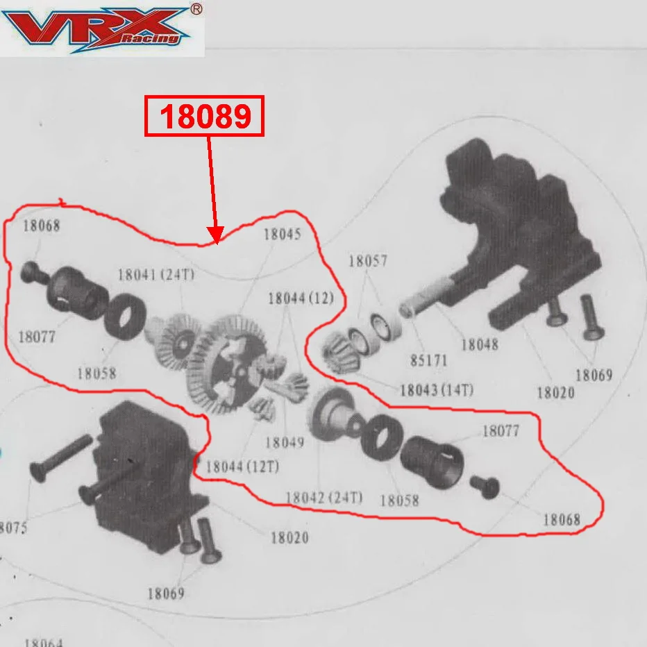 Запчасти для радиоуправляемых автомобилей, набор дифференциальной коробки передач 18089, подходит для VRX Racing 1/18 масштаб 4WD Rc автомобиль, дистанционное управление автомобильные аксессуары