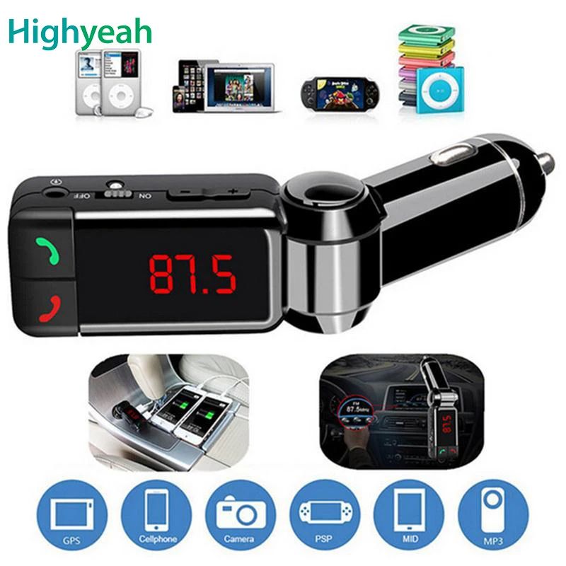 

Bluetooth FM Transmitter Bluetooth Car Kit Handsfree LCD Display USB Charger for Phone carregador veicular