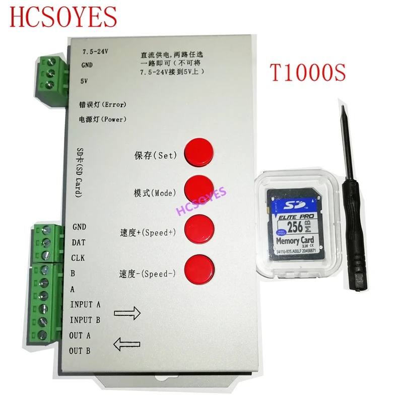 DC5 ~ 24V T1000S SD карты WS2801 WS2811 WS2812B APA102 LPD6803 LPD8806 DMX512 светодиодный 2048 контроллер