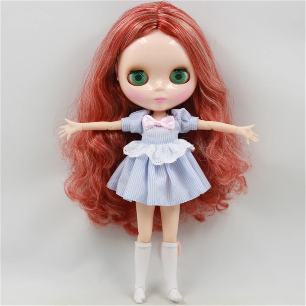 Blyth Doll 1/6 Joint Body Mixed Color Long Wavy Hair Central Cut 4 Colors For Eyes Suitable For DIY Free Shipping