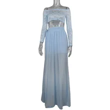 Jaycosin Сексуальная женская модная одноцветная Женская Сексуальная кружевная шифоновая двухсекционная длинная юбка для сексуальной вечеринки в ночном клубе Однотонная юбка