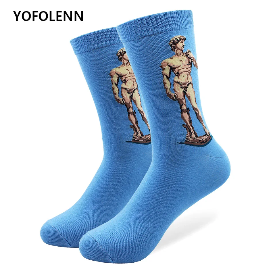 Носки мужские Длинные цветные из чесаного хлопка 6 рисунков|men socks|mens socks patterncombed