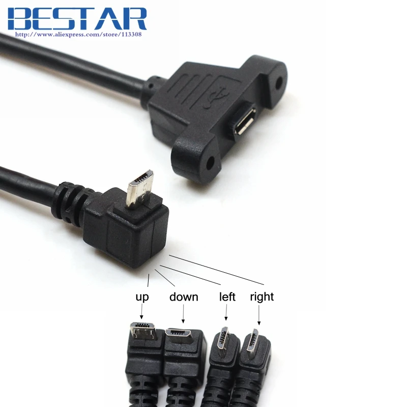 Micro USB 2 0 разъем для Женский Удлинительный кабель 30 см 50 с отверстием крепления на