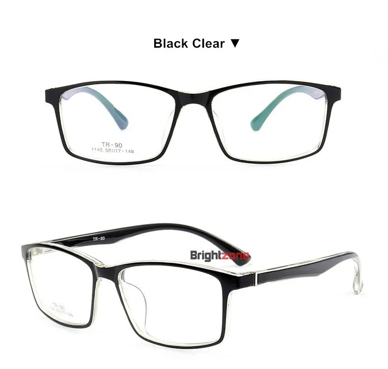 Brightzone,, модные, брендовые, новые, с полным ободом, TR-90, гибкие, Rx-able, по рецепту, оптическая оправа, очки для глаз Oculos De Grau - Цвет оправы: Black clear 1145