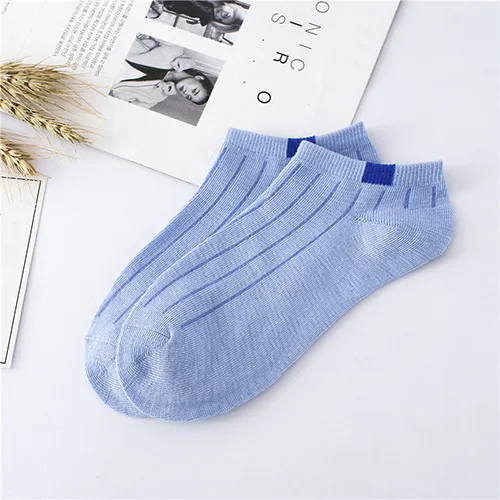 5 пара/лот = 10 штук, удобные полосатые носки, женские тапочки, Короткие носки для девочек, 10 цветов, высококачественные женские носки - Цвет: Qianlan G