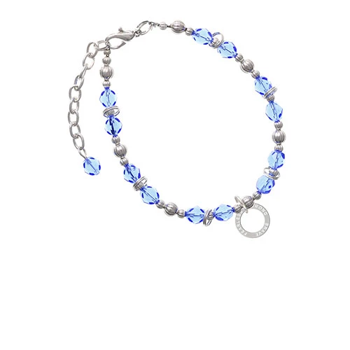 Strong Brave Fearless Infinity Ring Light Blue Beaded Bracelet