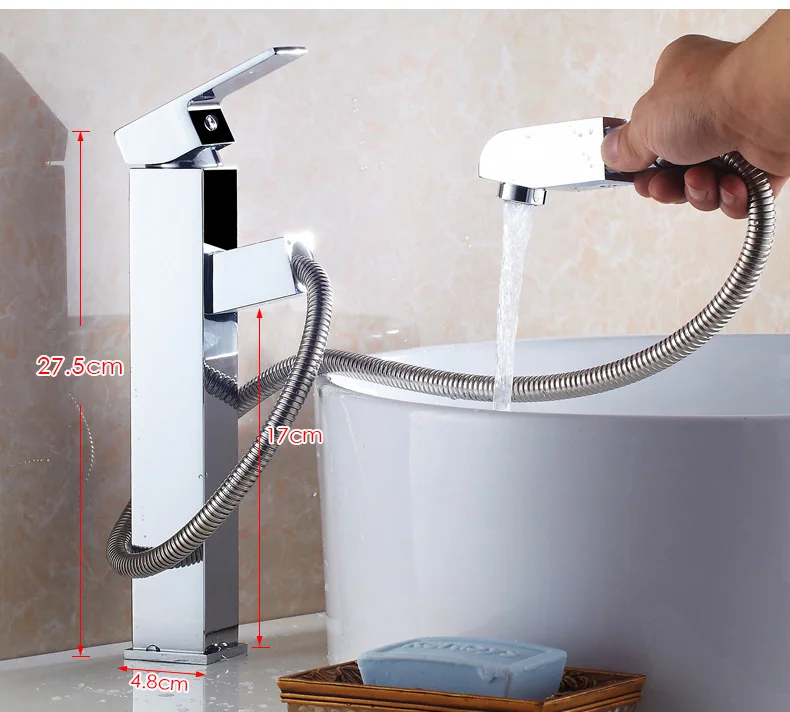 

Pull out faucet under Counter washbasin Square Brass Tap Sink mixer 159-9017