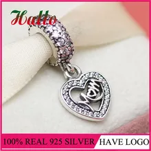 Подлинное серебро 925 пробы День матери Висячие Подвески-талисманы для оригинальной Подвески Браслет DIY подарок ювелирные изделия