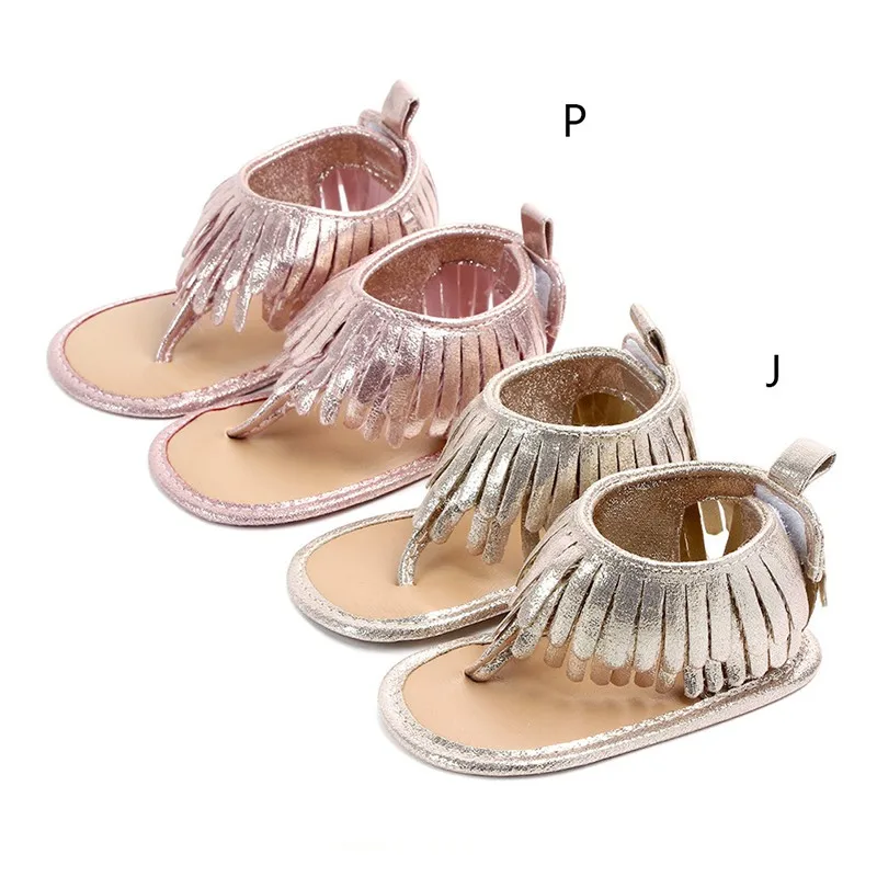 Летние сандалии для маленьких девочек из искусственной кожи с кисточками, обувь для новорожденных, детские сандалии, пляжная обувь, нескользящая резиновая обувь