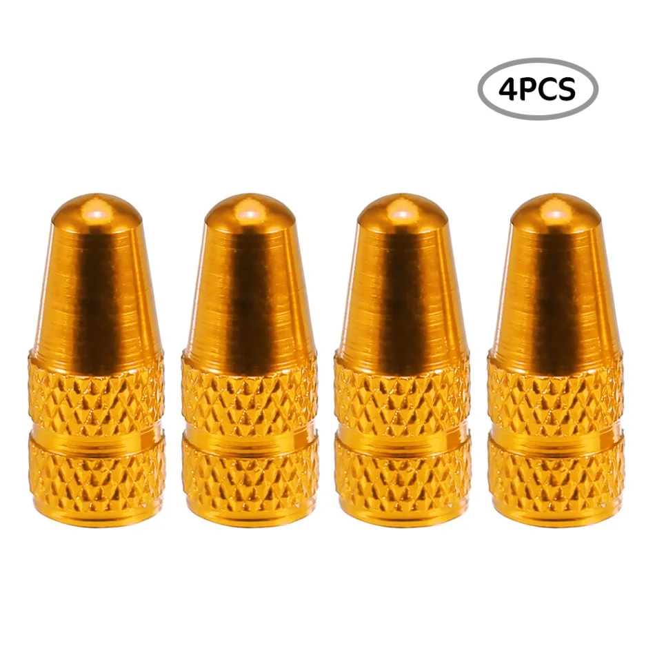 4Pcs/lot MTB Bike Presta Wheel Rim Tyre Stem Air Valve Caps Dust Cover Bicycle Accessories - Цвет: Gold