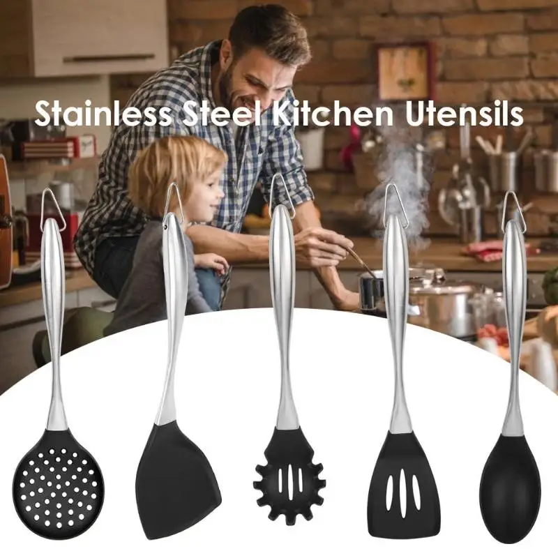 

Stainless Steel Handle Silicone Kitchenware Spatula Spoon Cooking Utensils Silicone Kitchenware Spatula Colander Kitchen Cookwar