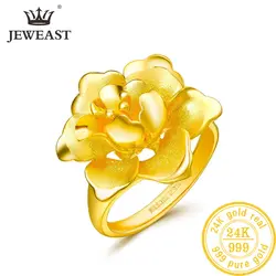 24 K золотое кольцо Настоящее AU 999 твердые золотые кольца элегантное блестящее сердце Красивая высококлассная Модная классика ювелирные