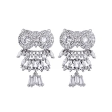 Стерлингового серебра 925 пробы модные блестящие cz Циркон Сова ladies' серьги гвоздики ювелирные изделия Женский Свадебный Рождественский подарок Прямая