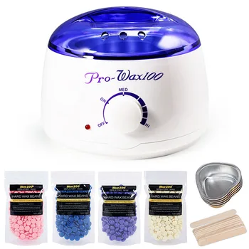 

Hair Removal Electric Wax Warmer Machine Heater with 400g Wax Beans 10pcs Stickers 5pcs Wax Bowl Bikini Hair Removal Sets