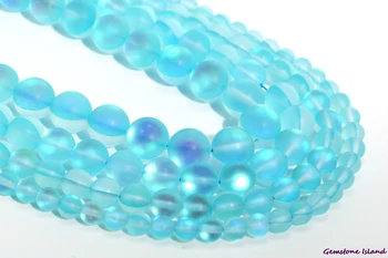 

GemIsland Wholesale Matte Aqua Blue Mystic Aura Crystal Loose Beads Round Shape 6/8/10/12 mm
