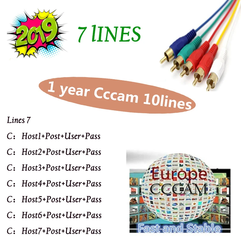 1 год линия Европа 7 карта sharingservergmgcam Oscam Cccams для VU + Samsat Starsat спутниковый ТВ