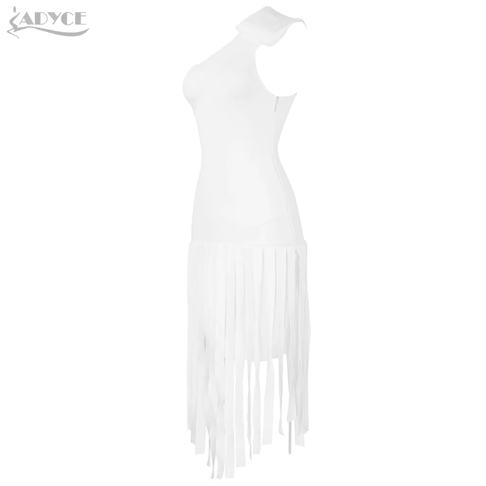 Adyce новое летнее облегающее платье с кисточками для женщин Vestidos сексуальное элегантное белое платье на одно плечо с бахромой для знаменитостей