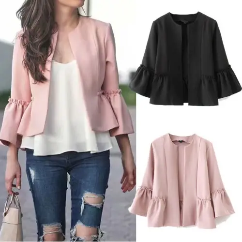 New Autumn Style Casual Ruffles Blazers Women Cardigan