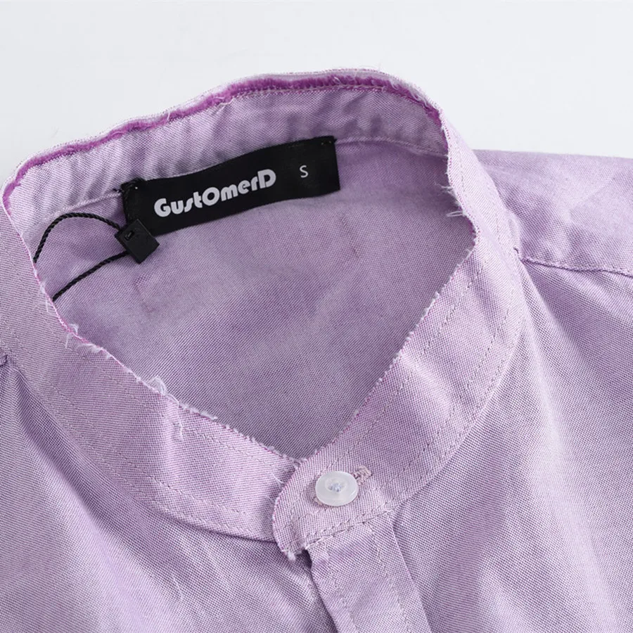 GustOmerD Новая Осенняя модная дизайнерская рубашка с кисточками, мужские рубашки с воротником-стойкой, приталенные мужские рубашки с длинным рукавом из хлопка, мужские рубашки