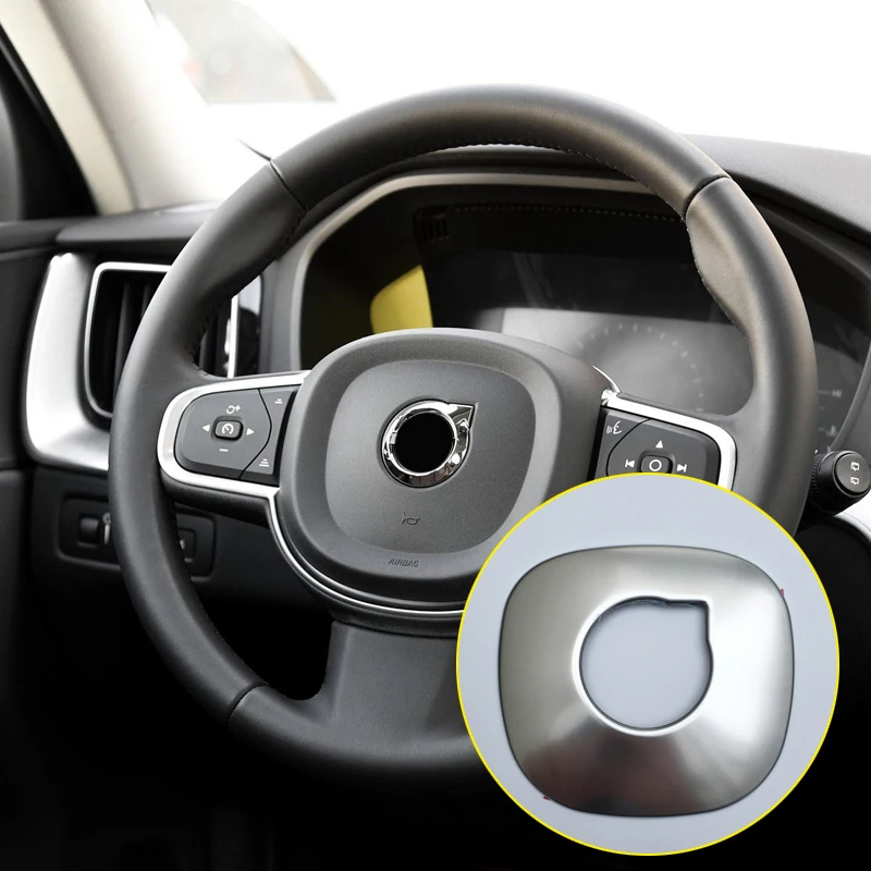 

HIGH FLYING Interior Steering Wheel Central Cover Decorative Trim Steel Matte 1pcs For Volvo XC60 2018 / XC90 2015-2018