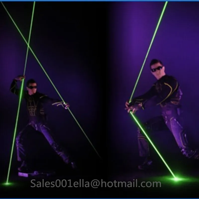 wholesale one pair hand green laser swords laserman show pointers projector for stage laser show dance dj club dhl free shipping