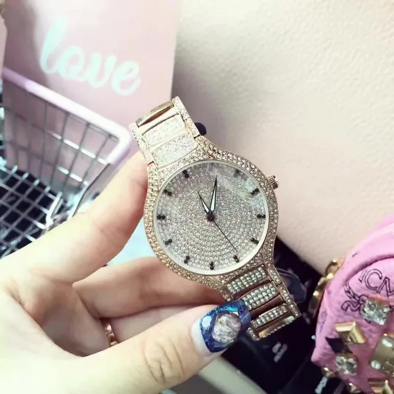 3 color brand Women Rhinestone Watches Rose Gold Dress Watches Full Diamond Crystal Women s Luxury
