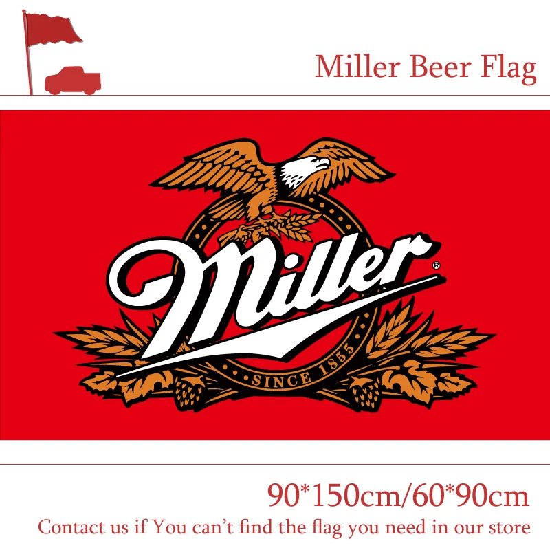 

Free shipping 90*150cm 60*90cm Miller Beer Flag For Bar Party Sign 3x5FT