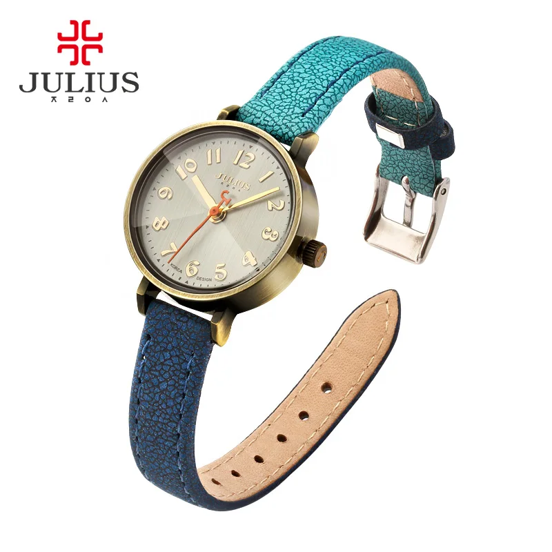 Женские кварцевые часы Julius Blue Jeans роскошные повседневные с кожаным ремешком