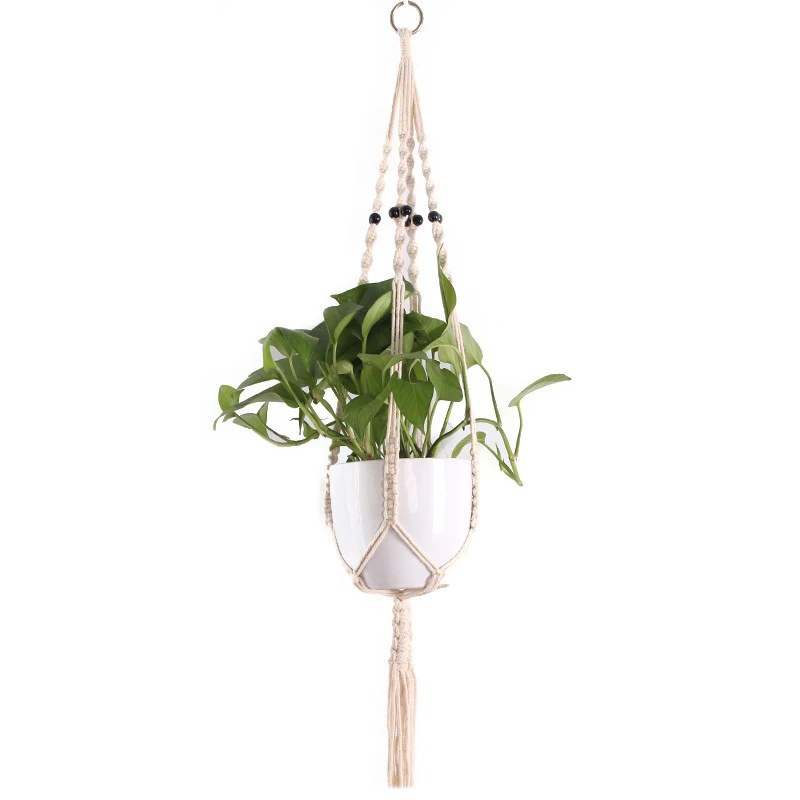 Горшок держатель подвеска для растений из макраме Кашпо Корзина из джута Плетеный плетение из веревок
