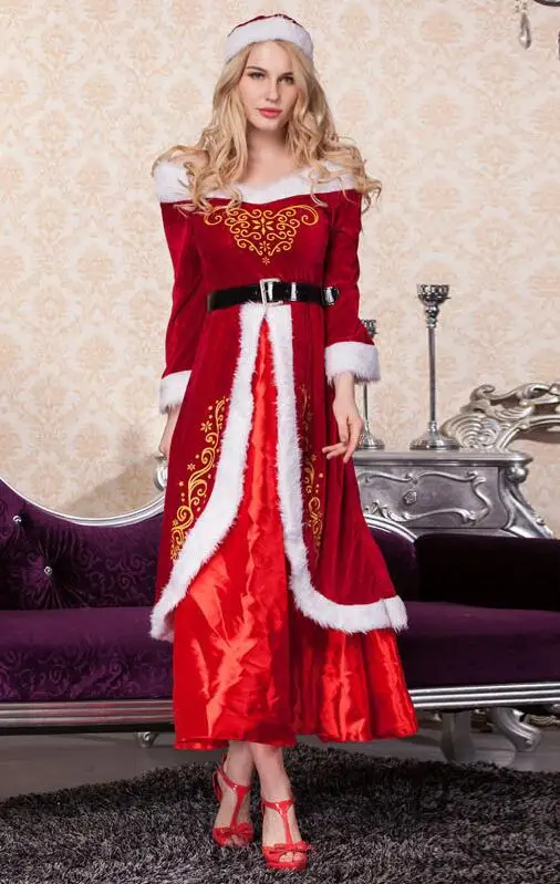 red christmas dress with white fur