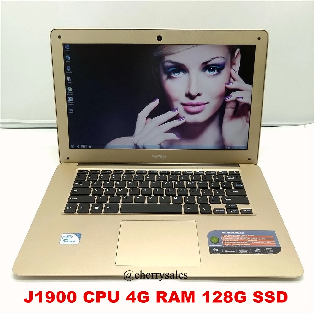  14 Inch 4GB RAM & 128G SSD Laptop Windows7/win8.1 Notebook Computer with In-tel Celeron J1900 Quad Core HDMI WIFI 1.3MP Webcam 