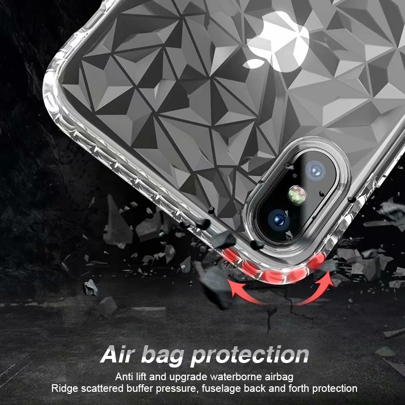 Прозрачный чехол RZP для телефона с алмазным кристаллом iPhone X 6 s 7 8 Plus бампер мягкий