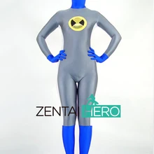 DHL являющийся лидером продаж сексуальный супер серый и синий лайкра спандекс зентай полный боди костюм супергероя на Хэллоуин PS032