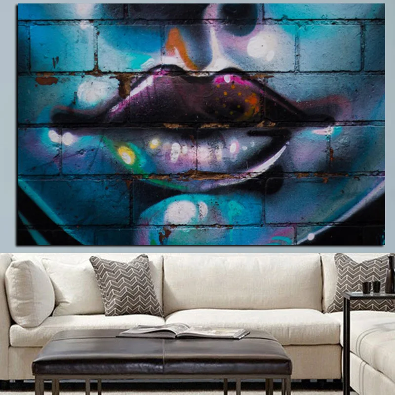 YWDECOR HD Print Graffiti Art Womans Red Sexy Lips Painting on Canvas Art Modern Abstract Wall Picture for Living Room Cuadros (4)