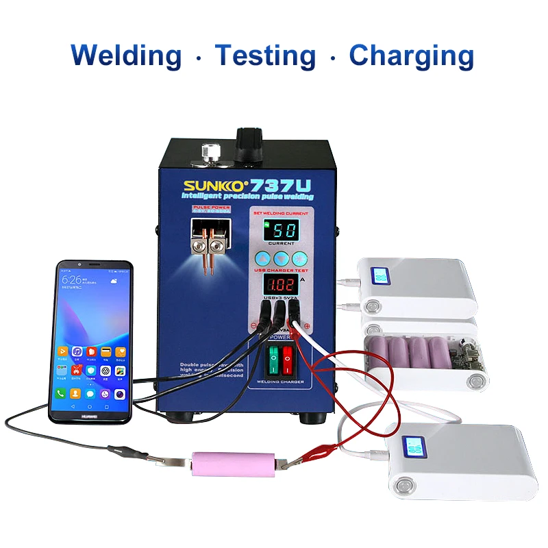 

SUNKKO Battery spot welding machine 737U 2.8kw LED lamp pulse spot welding machine battery spot welding USB test charging machin